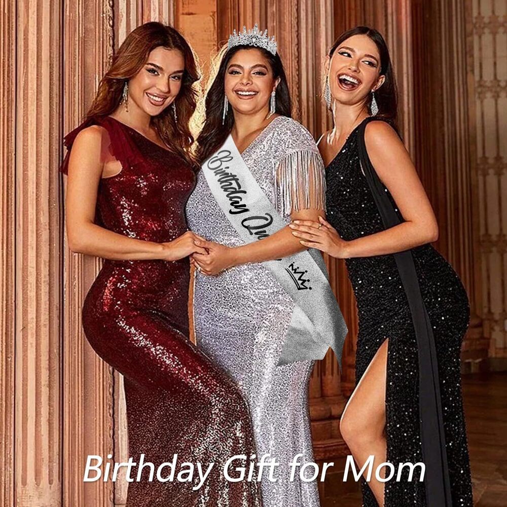 8274 Birthday Queen Tiara Crowns Girls Silver Crystal Birthday Queen - Picture 4 of 7